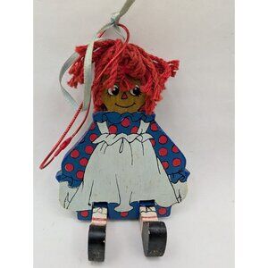 Kurt Adler Mcmillian 1991 ornament raggedy Doll wooden Xmas 4.25" Move Legs